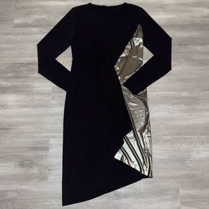 Zara asymmetrical black/tarnished gold dress